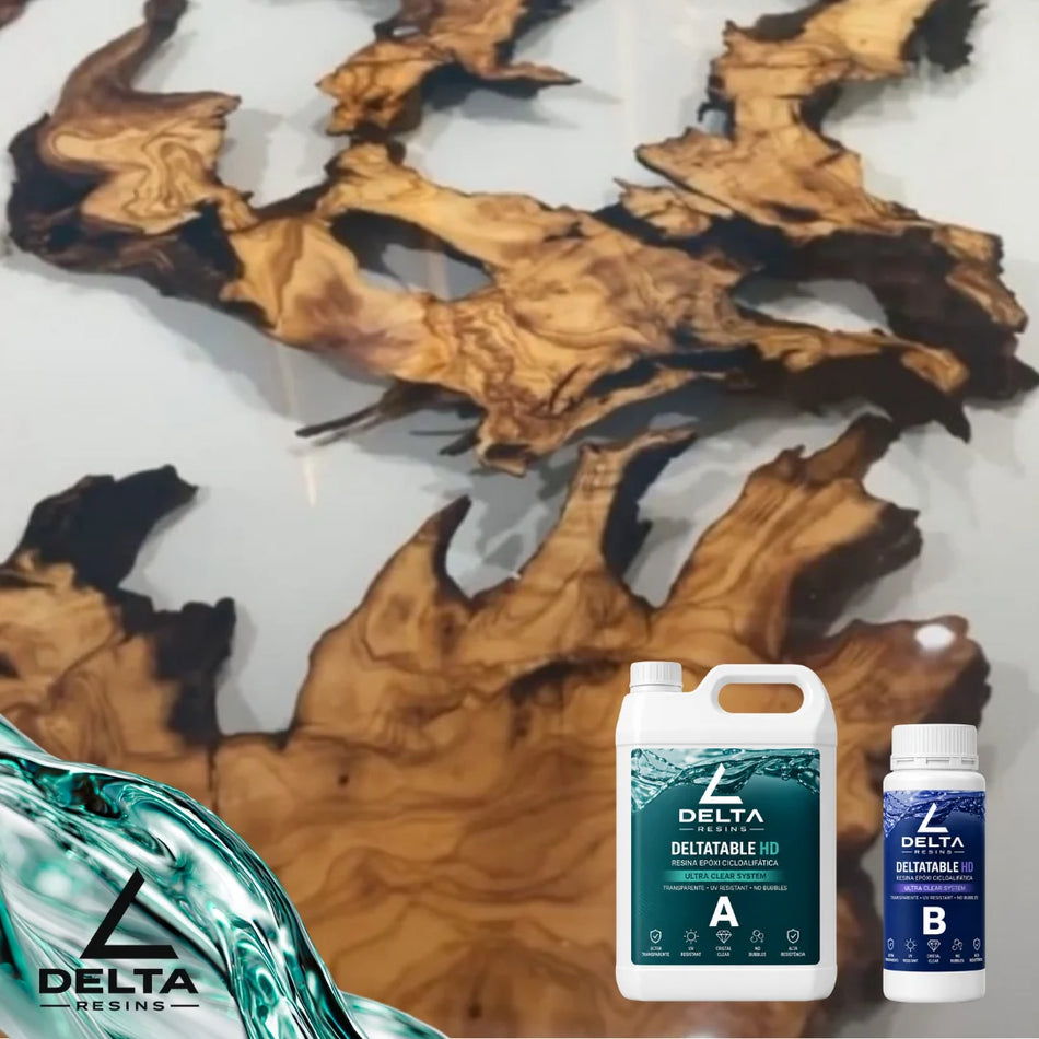 Resina Epossidica Cicloalifatica (Idrogenata) DELTATABLE HD per realizzazione di River Table.