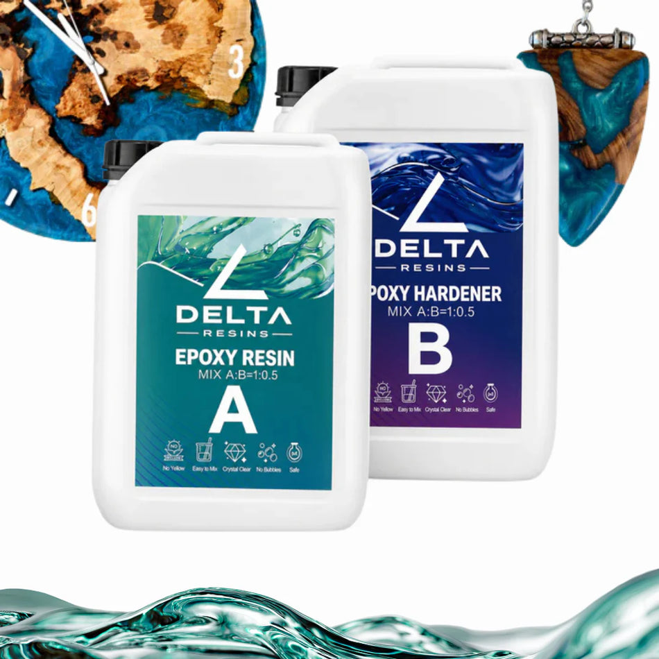 Resina epossidica professionale super trasparente lucida anti ingiallimento, resina e indurente, trasparente e senza bolle, adatto per gioielli, rivestimento in legno e resina colata - DeltaResins